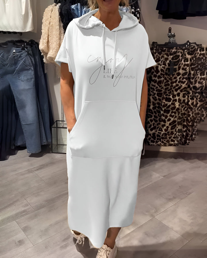 Alexa - Short Sleeve Hooded Dress