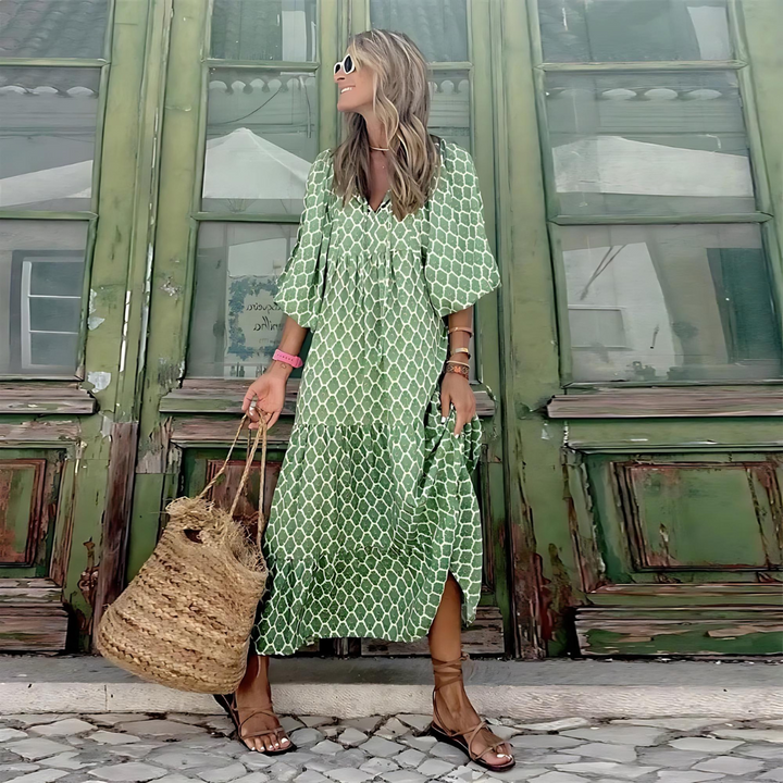 Sharon - Long V-neck Dress